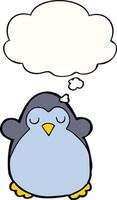 cartoon penguin and thought bubble vector