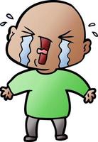 cartoon crying bald man vector