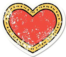 distressed sticker tattoo in traditional style of a heart vector