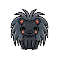 Cute black little hedgehog cartoon sitting vector