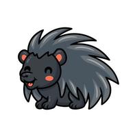 Cute black little hedgehog cartoon posing vector