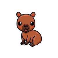 Cute little capybara cartoon sitting vector