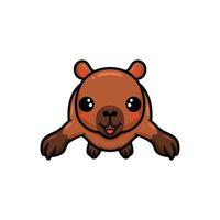 Cute little capybara cartoon leaping vector