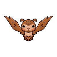 Cute little owl cartoon flying vector