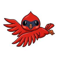 lindo bebé cardenal pájaro dibujos animados volando vector
