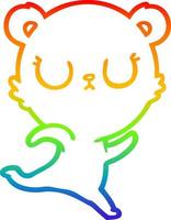 rainbow gradient line drawing peaceful cartoon bear running vector