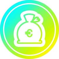 saco de dinero circular en espectro de gradiente frío vector