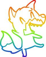 rainbow gradient line drawing laughing fox cartoon vector