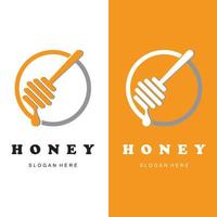 set of creative honey logo with slogan template vector