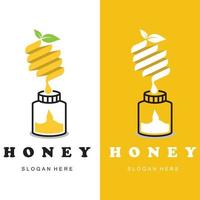 set of creative honey logo with slogan template vector