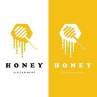 set of creative honey logo with slogan template vector