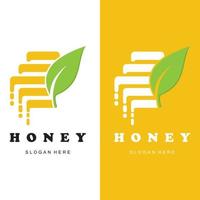 set of creative honey logo with slogan template vector