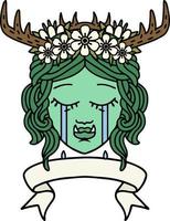 Retro Tattoo Style crying orc druid character face vector