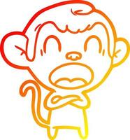 warm gradient line drawing shouting cartoon monkey vector