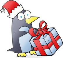 freehand drawn cartoon christmas penguin vector