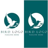 conjunto de logotipo de pájaro creativo con plantilla de eslogan vector