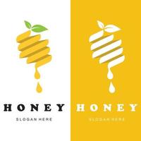 set of creative honey logo with slogan template vector