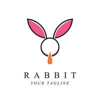 conjunto de conejo creativo con imagen de icono de plantilla de eslogan vector