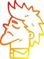 warm gradient line drawing cartoon arrogant man vector