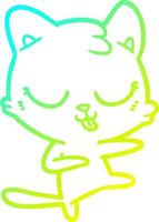 cold gradient line drawing cartoon cat hissing vector