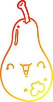 warm gradient line drawing cartoon pear vector