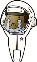 cartoon crying astronaut vector