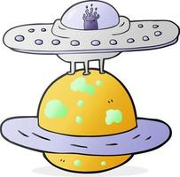 freehand drawn cartoon flying saucer vector