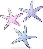 estrellas de mar de dibujos animados dibujados a mano alzada vector