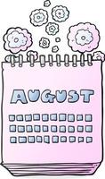 freehand drawn cartoon calendar showing month of august vector