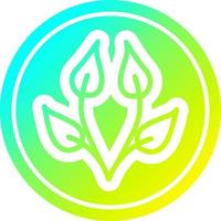 natural leaf circular in cold gradient spectrum vector