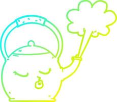 cold gradient line drawing cartoon boiling kettle vector