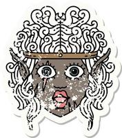 Retro Tattoo Style elf barbarian character face vector