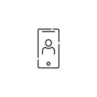 Display of phone. Vector line symbol drawn in modern flat style. Perfect for web site, stores, internet pages. Editable stroke. Line icon of user on display of phone