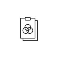 Document, office, contract and agreement concept. Monochrome vector sign drawn in flat style. Vector line icon of intersected circles on clipboard