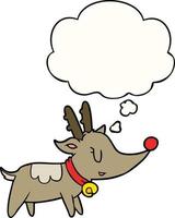 cartoon christmas reindeer and thought bubble vector