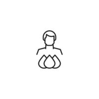 Monochrome sign drawn with black thin line. Modern vector symbol perfect for sites, apps, books, banners etc. Line icon of drops of water or blood next to faceless man