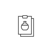 Document, office, contract and agreement concept. Monochrome vector sign drawn in flat style. Vector line icon of laboratory bulb on clipboard