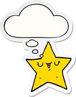 cartoon star and thought bubble as a printed sticker vector