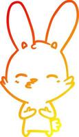 warm gradient line drawing curious bunny cartoon vector