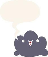 cartoon cloud and speech bubble in retro style vector
