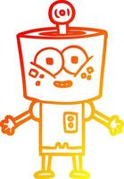 warm gradient line drawing happy cartoon robot vector