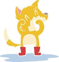 laughing fox in a puddle vector