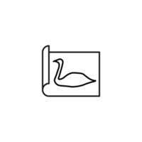 Art, picture, image concept. Simple monochrome isolated sign. Editable stroke. Vector line icon of swan on paper sheet