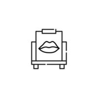 Art, picture, drawing on canvas. Vector sign drawn in flat style. Suitable for sites, stores, apps. Editable stroke. Line icon of lips on canvas