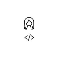 Profession, hobby, everyday life concept. Modern vector symbol suitable for shops, store, books, articles. Line icon of woman by program code