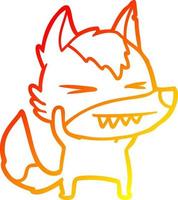 warm gradient line drawing angry wolf cartoon vector