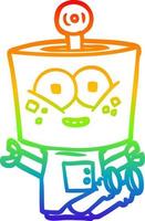 rainbow gradient line drawing happy cartoon robot vector