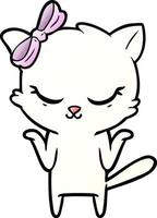 cute cartoon cat with bow vector