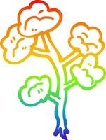 rainbow gradient line drawing cartoon flowers vector