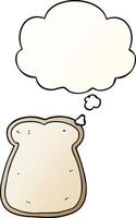 cartoon slice of bread and thought bubble in smooth gradient style vector